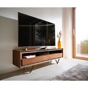 TV stolík Stonegrace 145 cm Akácia hnedá kamenina 2 zásuvky 1 vyobraziť
