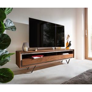 TV stolík Stonegrace 175 cm Akácia hnedá kamenina 3 zásuvky 1 vyobraziť