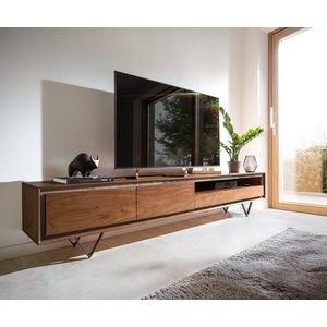 TV stolík Stonegrace 240 cm Akácia hnedá kamenina 2 dvierka 2 zásuvky vyobraziť