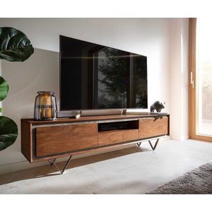 TV stolík Stonegrace 175 cm Akácia hnedá kamenina 2 dvierka 1 zásuvka vyobraziť