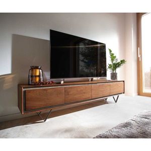 TV stolík Stonegrace 200 cm Akácia hnedá kamenina 4 dvierka Podstavec vyobraziť