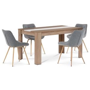 Jedálenský set z MDF so 4 sivými stoličkami, 138 x80 x 75 cm, dub Sonoma vyobraziť