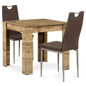 Jedálenský set z MDF s 2 hnedými stoličkami, 80 x80 x 75 cm, dub Sonoma vyobraziť