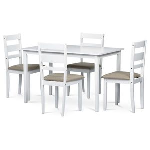 Jedálenský set z masívneho dreva so 4 stoličkami, 120 x 75 x 75 cm, biely vyobraziť