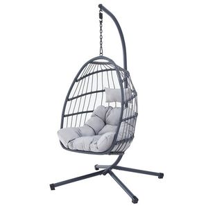 Autronic Závesné kreslo, kov, polyratan, sivá, AZ-V 1269GREY vyobraziť