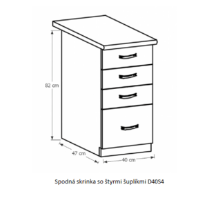 Tempo Kondela Kuchynská linka Provance Provance: Spodná skrinka D40S4 - 40x82x47 cm vyobraziť