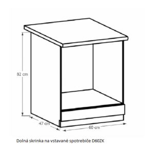 Tempo Kondela Kuchynská linka Provance Provance: Spodná skrinka D60ZK na vstavané spotrebiče - 60x82x47 cm vyobraziť
