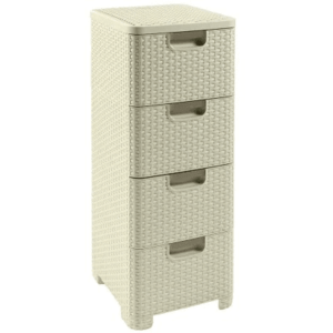 CURVER Zásuvkový regál RATTAN 4x14L | béžová vyobraziť