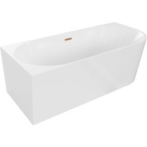 MEXEN/S - Mia voľne stojaca rohová vaňa ľavá 170 x 80 cm, biela, sifón a prepad meď kartáčovaná 52691708000L-65 vyobraziť