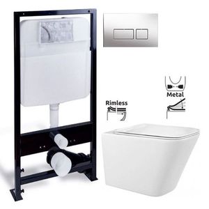 PRIM předstěnový instalační systém s chromovým tlačítkem 20/0041 + WC REA Raul Rimless + SEDADLO PRIM_20/0026 41 RA1 vyobraziť