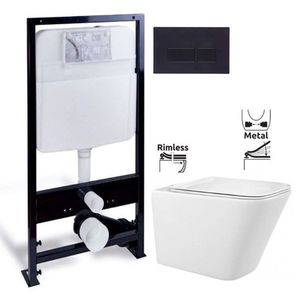 PRIM predstenový inštalačný systém s čiernym tlačidlom 20/0044 + WC REA Raul Rimless + SEDADLO PRIM_20/0026 44 RA1 vyobraziť