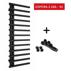 HOPA - Akční set: radiátor DARVEL černá barva + ventil HYBRID - Barva - Černá , Doporučená topná tyč - 600 W, Rozměr A - 60 cm, Rozměr C - 125 cm, Skutečný rozměr radiátoru - 600 x 1230 mm, Typ připojení - Spodní 50 mm RADDAV601231H vyobraziť