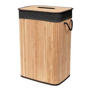 Čierny/v prírodnej farbe bambusový kôš na bielizeň 78 l Bamboo – Compactor vyobraziť
