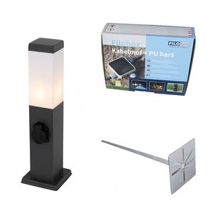 Vonkajšia lampa tmavosivá 45 cm so zásuvkou IP44 - Malios vyobraziť
