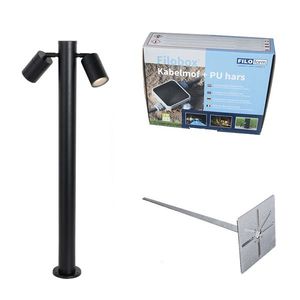 Stojaca vonkajšia lampa čierna 80 cm IP44 nastaviteľná 2-svetlo - Duo vyobraziť