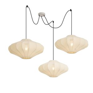 Japandi závesná lampa béžová 50cm 3-svetelná - Plu vyobraziť
