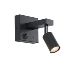 Moderné čierne nástenné svietidlo s USB-C, naklápacie - Rex vyobraziť