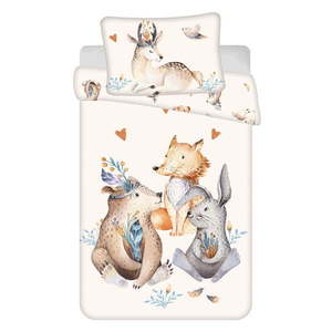 Béžová bavlnená detská obliečka do postieľky 100x135 cm Animals "Woodland" – Jerry Fabrics vyobraziť
