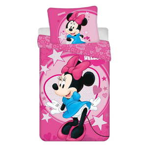 Ružová detská obliečka na jednolôžko z mikrovlákna 140x200 cm Minnie "Hello" – Jerry Fabrics vyobraziť
