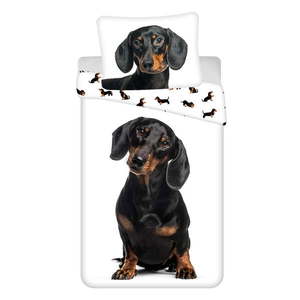 Čiern-obiela bavlnená detská obliečka na jednolôžko 140x200 cm Dachshund – Jerry Fabrics vyobraziť