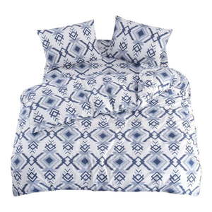 Biele/modré obliečky na jednolôžko/predĺžené s plachtou/3-dielne 160x220 cm Geometric – Mila Home vyobraziť