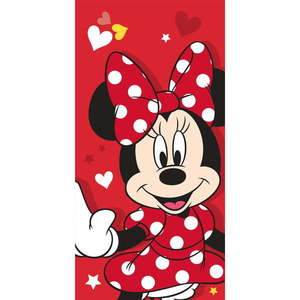 Červená bavlnená detská osuška 70x140 cm Minnie "Red heart" – Jerry Fabrics vyobraziť