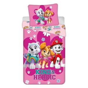 Ružová bavlnená detská obliečka na jednolôžko 140x200 cm Paw Patrol "Heroic" – Jerry Fabrics vyobraziť