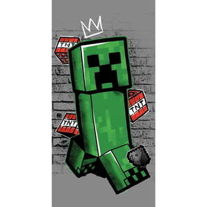 Zelená/sivá bavlnená detská osuška 70x140 cm Minecraft "Metro Art Creeper" – Jerry Fabrics vyobraziť