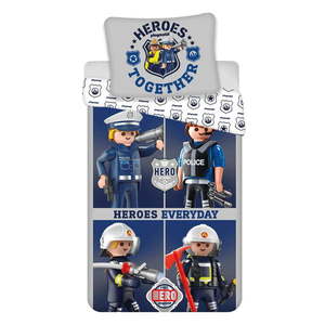Modrá/sivá bavlnená detská obliečka na jednolôžko 140x200 cm Playmobil – Jerry Fabrics vyobraziť