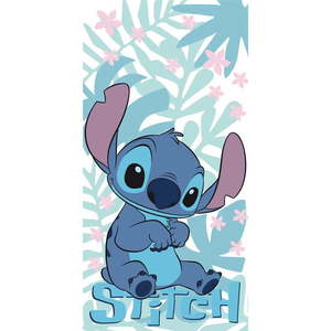 Modrá bavlnená detská osuška 70x140 cm Lilo and Stitch "Palm Leaves" – Jerry Fabrics vyobraziť