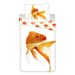 Biela/oranžová bavlnená detská obliečka na jednolôžko 140x200 cm Goldfish – Jerry Fabrics vyobraziť