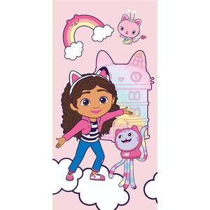 Ružová bavlnená detská osuška 70x140 cm Gabby´s Dollhouse – Jerry Fabrics vyobraziť