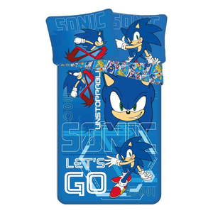 Modrá bavlnená detská obliečka na jednolôžko 140x200 cm Sonic "Let´s go" – Jerry Fabrics vyobraziť
