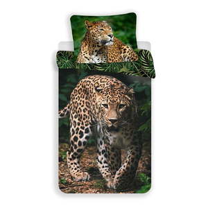 Bavlnená detská obliečka na jednolôžko 140x200 cm Leopard "Green" – Jerry Fabrics vyobraziť