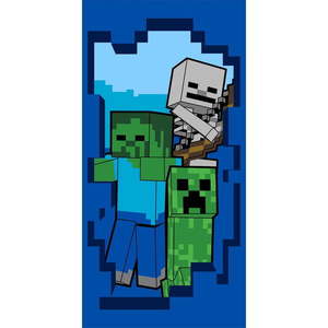 Modrá bavlnená detská osuška 70x140 cm Minecraft "Beware" – Jerry Fabrics vyobraziť