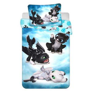 Modrá bavlnená detská obliečka do postieľky 100x135 cm How to Train Your Dragon "Babies" – Jerry Fabrics vyobraziť