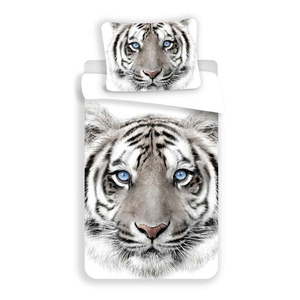Biela/sivá bavlnená detská obliečka na jednolôžko 140x200 cm White Tiger – Jerry Fabrics vyobraziť