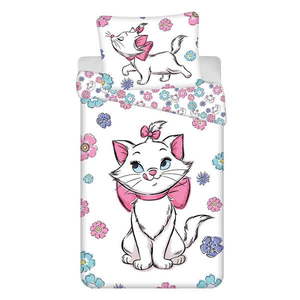Biela bavlnená detská obliečka na jednolôžko 140x200 cm Marie Cat "Floral" – Jerry Fabrics vyobraziť