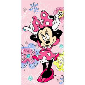 Ružová bavlnená detská osuška 70x140 cm Minnie "Pink bow" – Jerry Fabrics vyobraziť