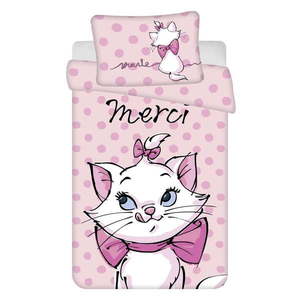 Ružová bavlnená detská obliečka do postieľky 100x135 cm Marie Cat "Merci" – Jerry Fabrics vyobraziť