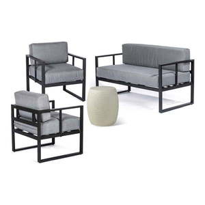 Sivá hliníková záhradná lounge súprava pre 4 – Bonami Essentials vyobraziť