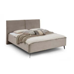 Taupe čalúnená dvojlôžková posteľ s úložným priestorom s roštom 180x200 cm Lando – Meise Möbel vyobraziť