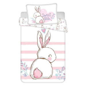 Biela/ružová bavlnená detská obliečka do postieľky 100x135 cm Bunny "Sweet" – Jerry Fabrics vyobraziť