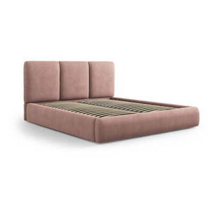 Svetloružová čalúnená dvojlôžková posteľ s úložným priestorom s roštom 160x200 cm Brody – Mazzini Beds vyobraziť