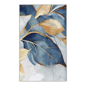 Prateľný koberec v modrej a zlatej farbe 80x150 cm Golden Leaves – Mila Home vyobraziť