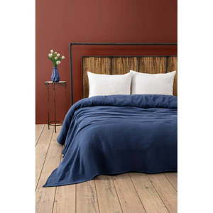 Tmavomodrý mušelínový pléd 170x250 cm Muslin – Mijolnir vyobraziť