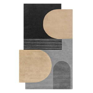 Čierno-sivý ručne tkaný vlnený koberec 200x290 cm Lozenge Monochrome – Flair Rugs vyobraziť