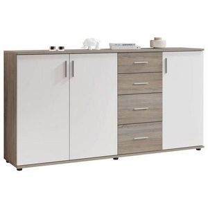 Carryhome KOMODA, biela, tmavý dub, 160/84/35 cm vyobraziť