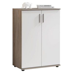 Carryhome KOMODA, biela, tmavý dub, 60/84/35 cm vyobraziť