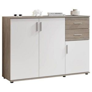 Carryhome KOMODA, biela, tmavý dub, 120/82/35 cm vyobraziť